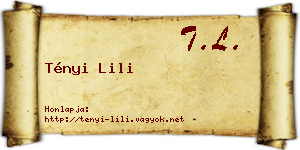 Tényi Lili névjegykártya
